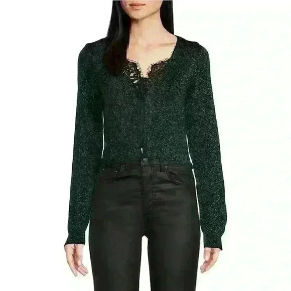 NEW! Free People Women's XS Emmaline Metallic V-Neck Cardigan NWT $128 - Picture 1 of 1